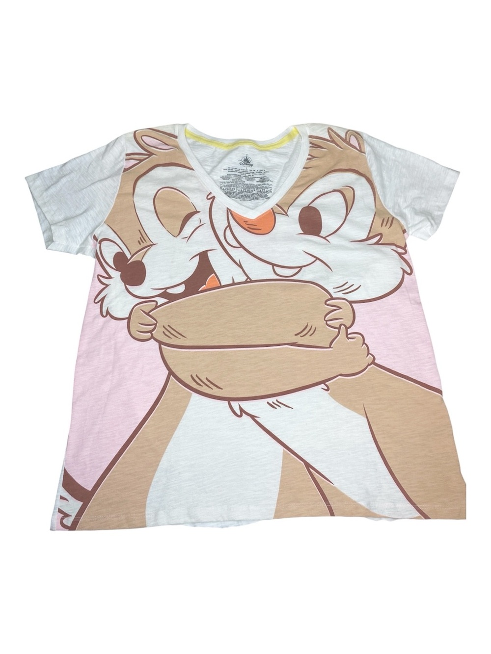 Disney Chip & Dale Graphic Tee Oversized Cotton Pink White Size Large